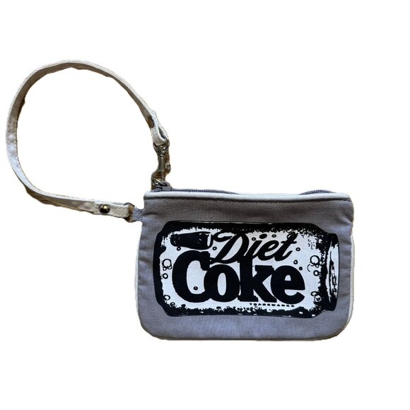 Diet Coke Gray Canvas Wristlet Purse, Recycled Bottles, Coca-Cola Memorabilia - Picture 1 of 9